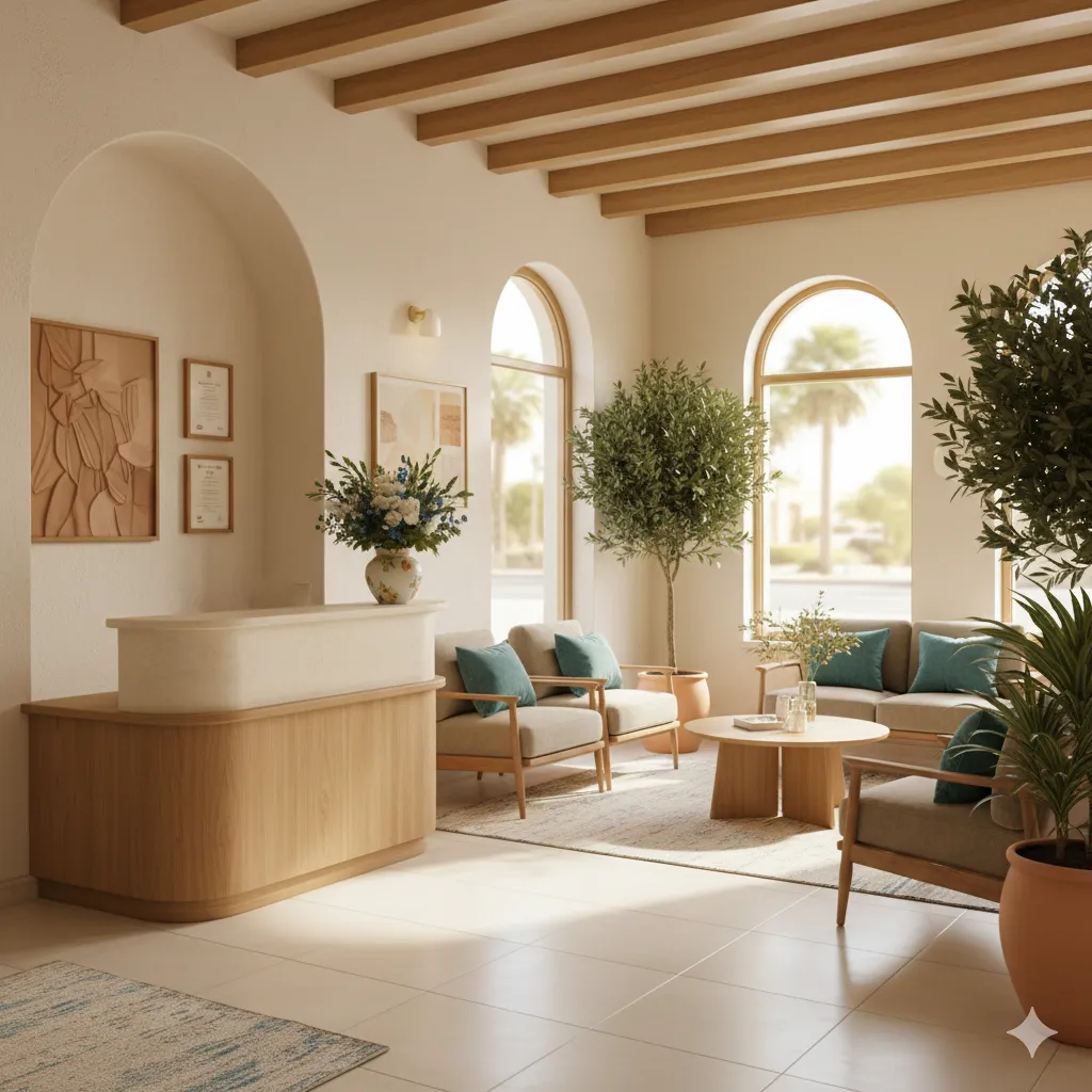 Interior acolhedor da clínica dentária